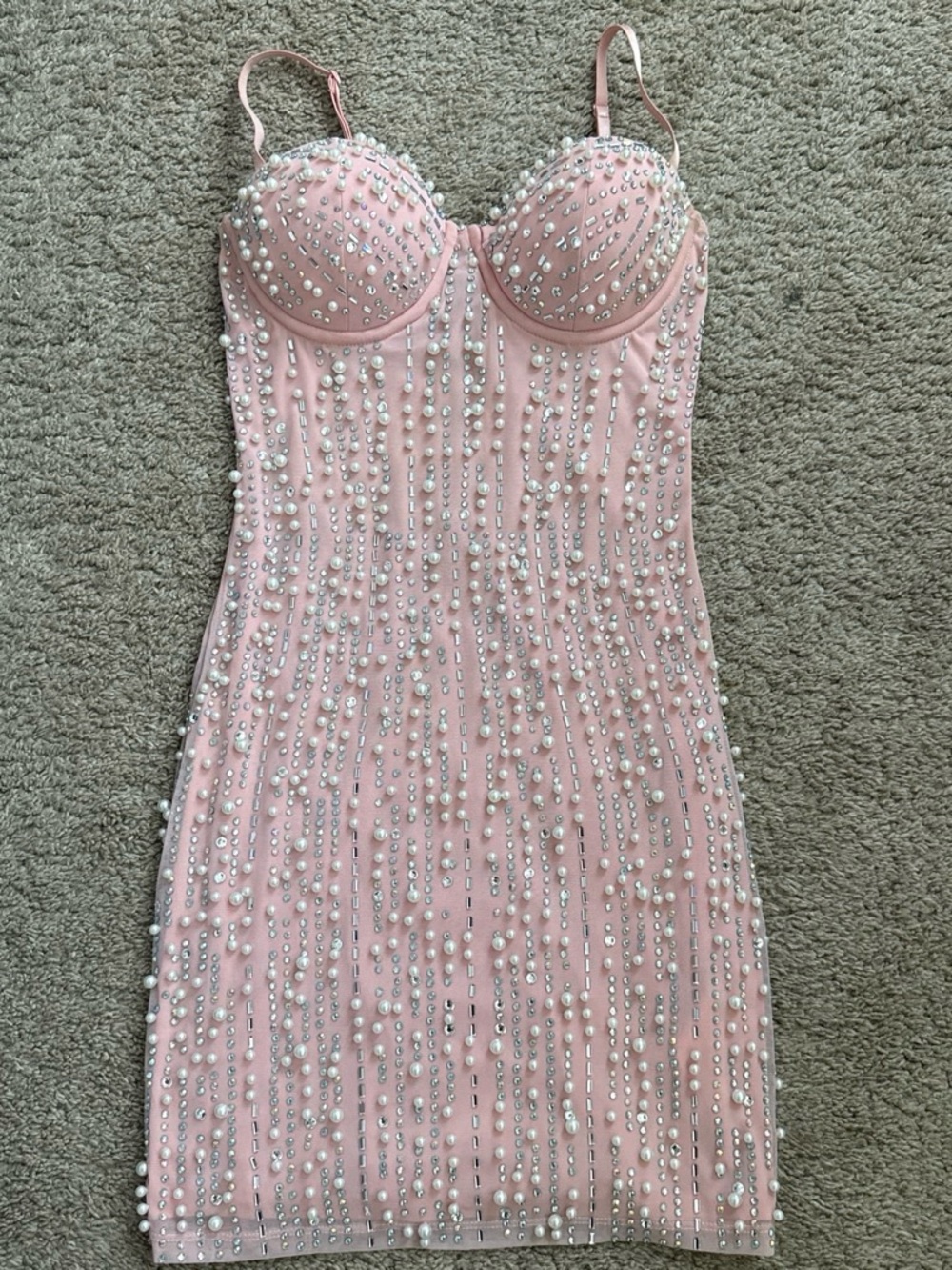 Windsor Pink Pearl & Sequin Mini Dress